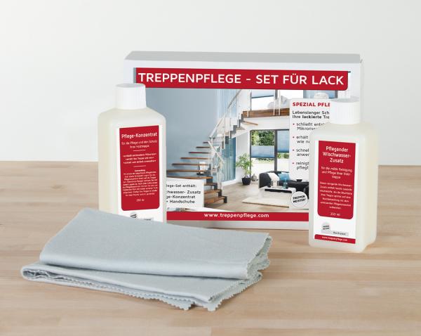 TREPPENPFLEGE SET LACK für lackierte Treppen